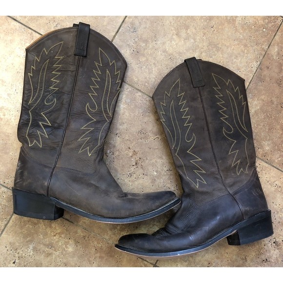 Old West Other - OLD WEST Brown Leather Pull On Western Cowboy Boots Apache Distressed 2051 Sz 12